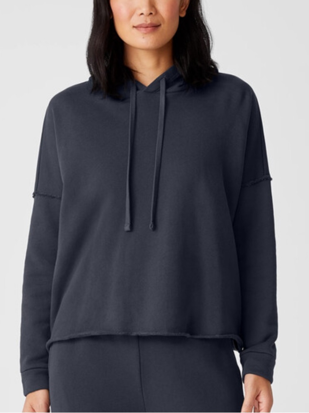 Eileen Fisher Organic Cotton French Terry Hooded Top